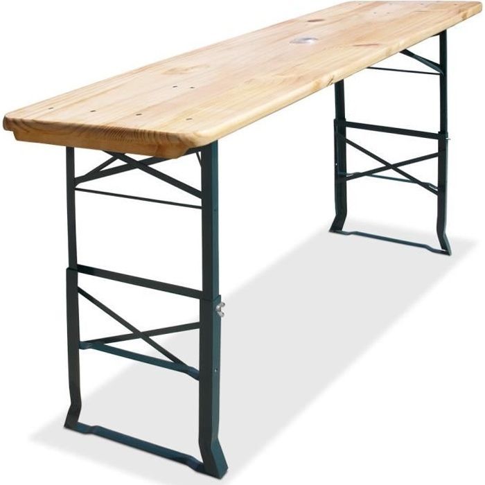 Opklapbare houten tafel 170x50x75/105 cm, in hoogte verstelbaar, hoge tafel met parasolgat, opklapbare tuintafel