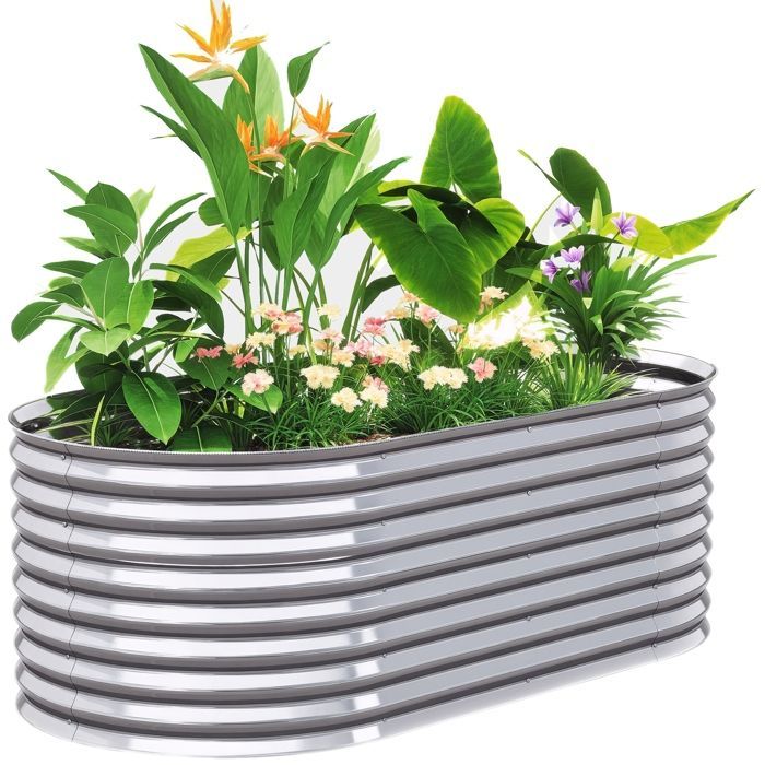 Raised garden bed - Outsunny - rust-resistant - galvanized steel - 160 x 80 x 56 cm - silver