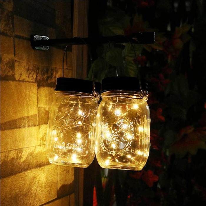 Solar Mason pot Lights pack de 3 Garden decor Mason pot Lights 20 LED Solar Fairy chandelier meilleur pour la bouche