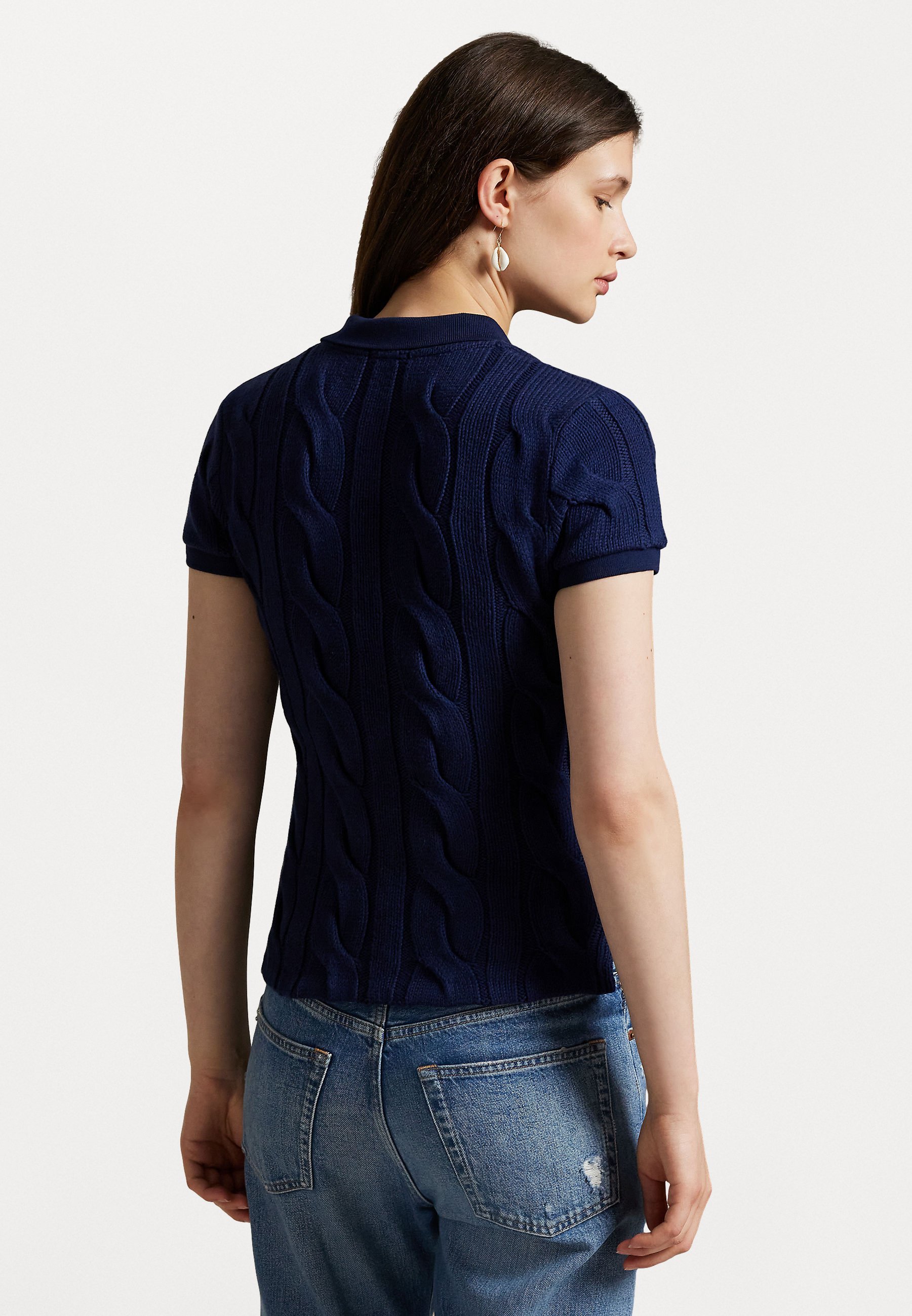 Polo Ralph Lauren POLO EN COTON À MAILLE CÂBLÉE - Polo - bleu marine Newport