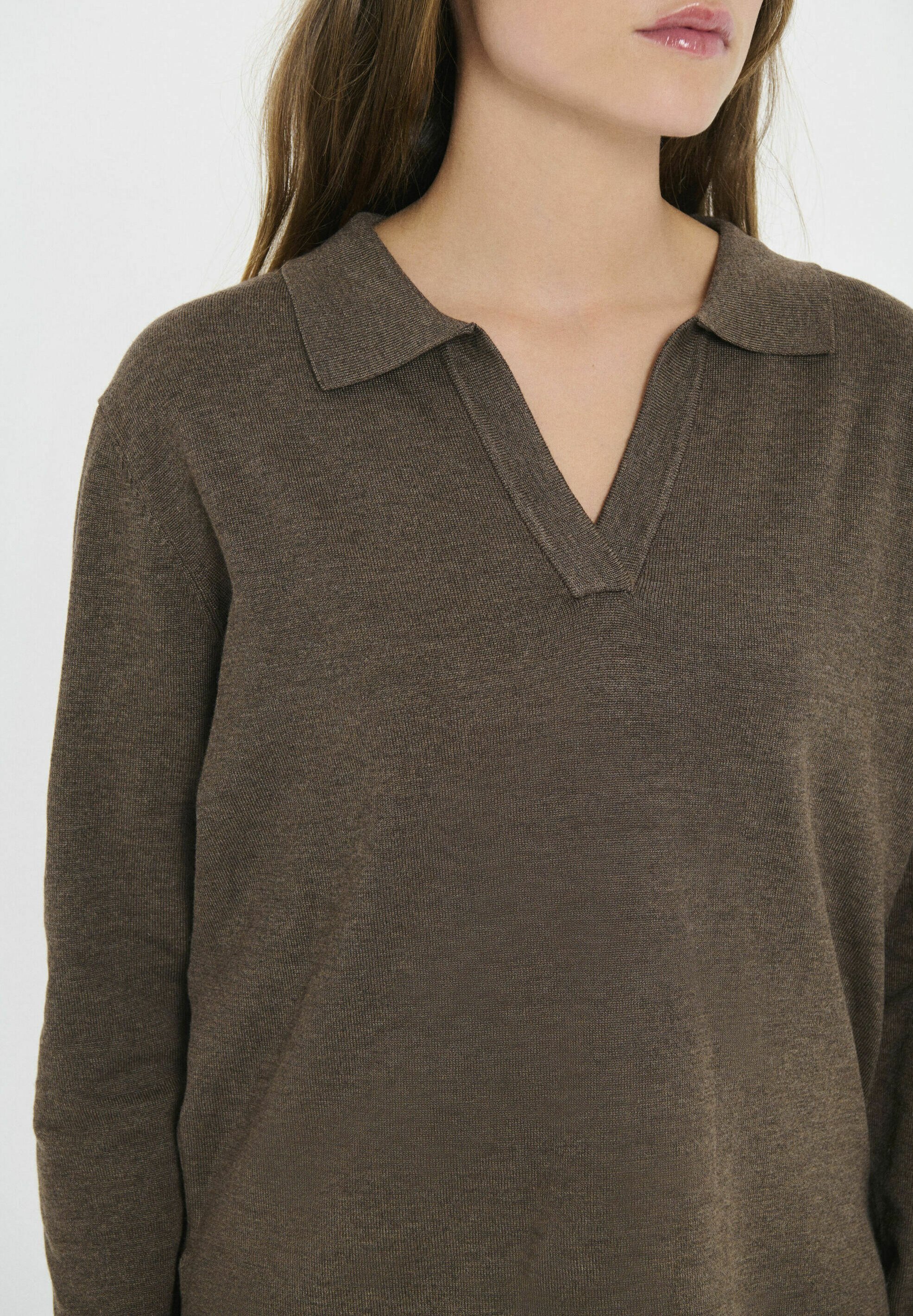 Saint Tropez top met lange mouwen - grote bruine melange