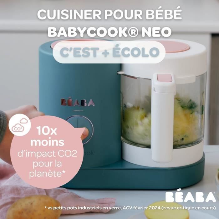 BÉABA - Babycook Neo, 6-in-1 Steamer - Made in France - Glass Bowl - XL Capacity - Eucalyptus