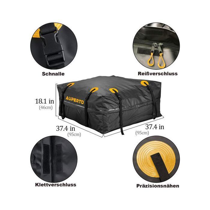 DEVENIRRICHE Box da tetto pieghevole impermeabile da 425 litri - 95x95x46 cm Borsa da tetto per auto e SUV