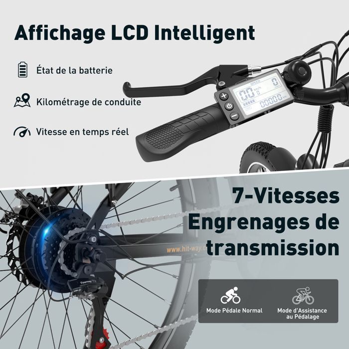 Vélo électrique VAE - HITWAY - Noir - 28