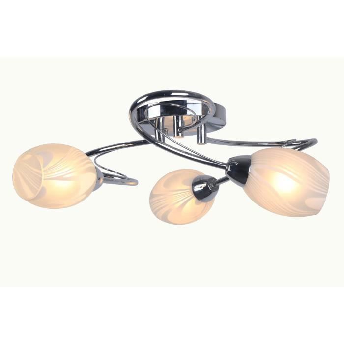 Driearmige metalen kroonluchter met matte nikkelafwerking