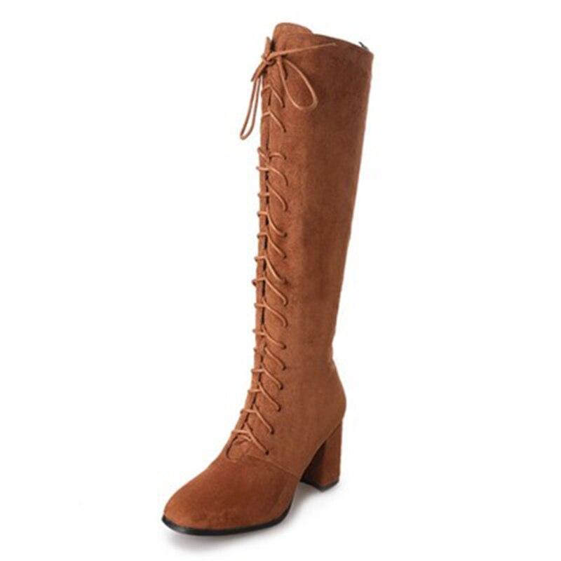 Stivali invernali da donna con cerniera e cinturini al ginocchio, modello Knight High Boots, scarpe basse casual con tacco alto, modello Punk NO.182