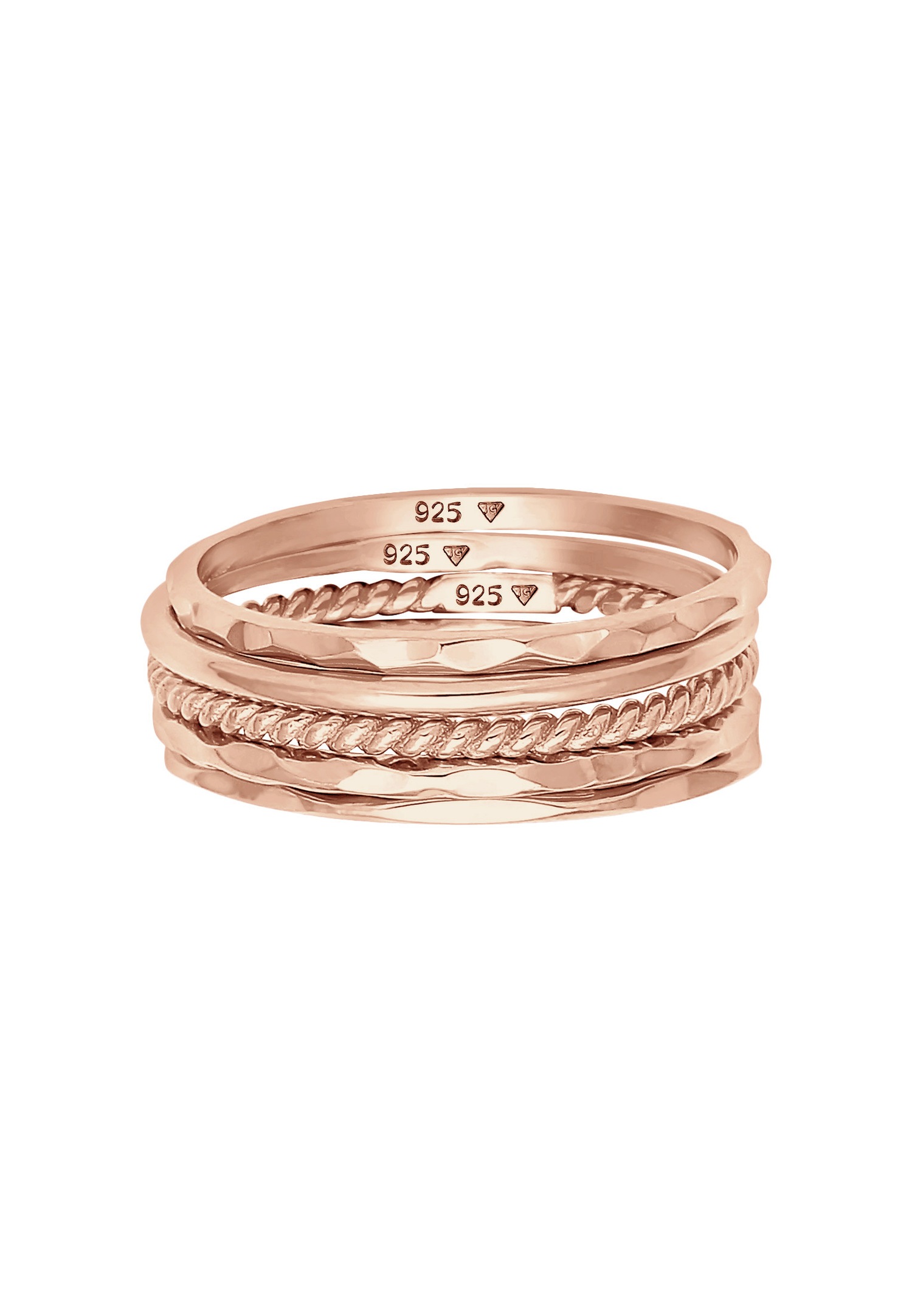 Elli Femmes Set Bande Empilage Minimaliste Tendance Blogueur Basique en Argent Sterling 925