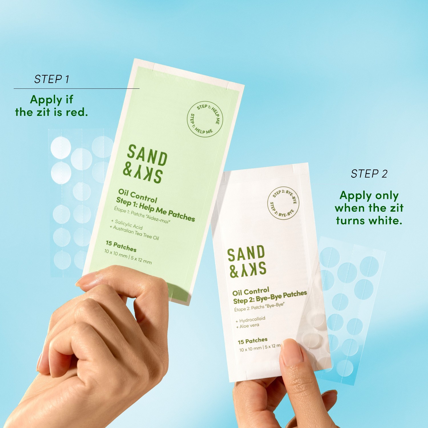 Sand & Sky divkāršas darbības sejas plāksteri pret plankumiem – 1 gab.
