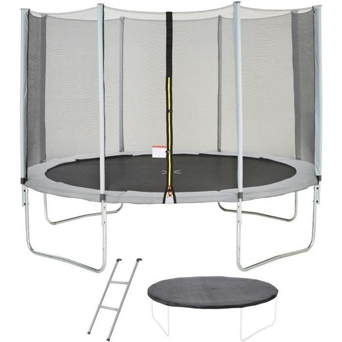 KANGUI Maxi Eco Trampoline Ø 360 cm Grey - Net, Ladder, Protective Cover