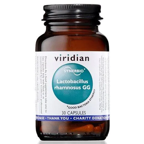 Viridian Synerbio Lactobacillus Rhamnosus GG, Suplement diety zawierający żywe kultury bakterii, Kapsułki