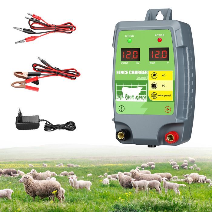 Elettrificatore per recinzioni elettriche da 10 km, alimentato dalla rete elettrica, per bestiame (cavalli, mucche, pecore) per fattorie e giardini.