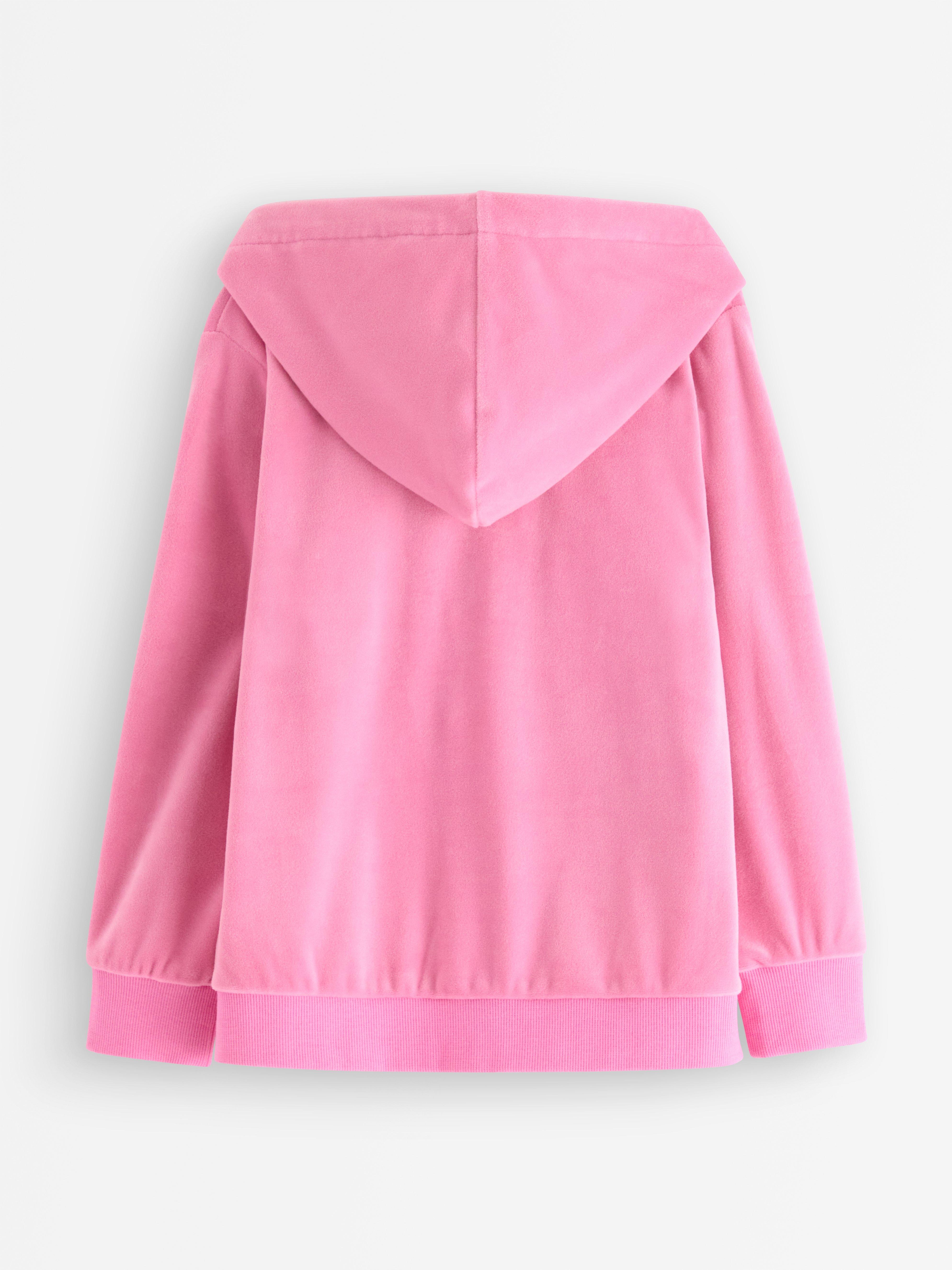 Sudadera con capucha de terciopelo rosa