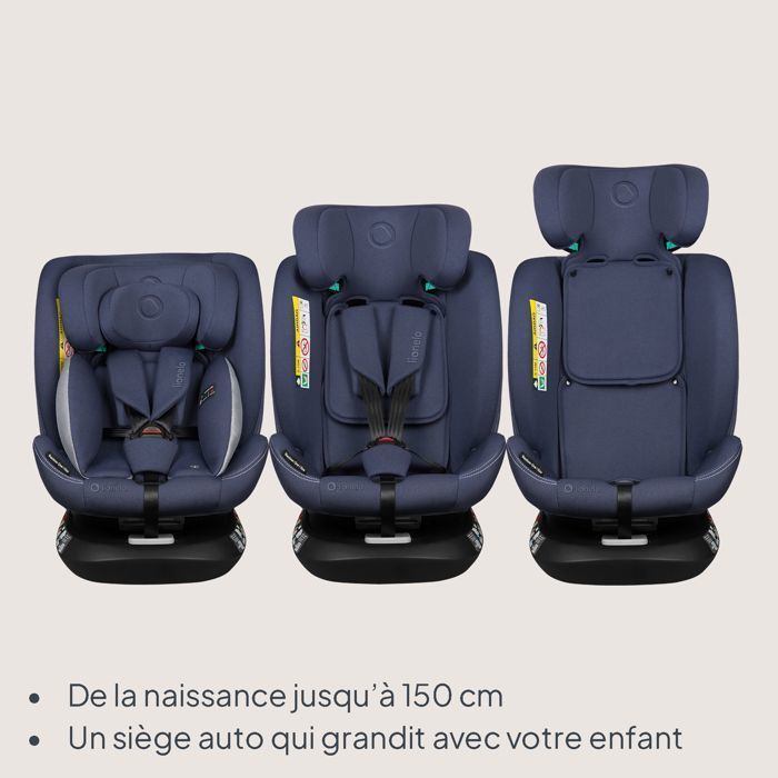 Silla de coche convertible LIONELO Bastiaan One i-Size - Base giratoria 360° - ISOFIX - 40-150 cm - 0-36 kg - Grupo 0+/1/2/3 - Azul