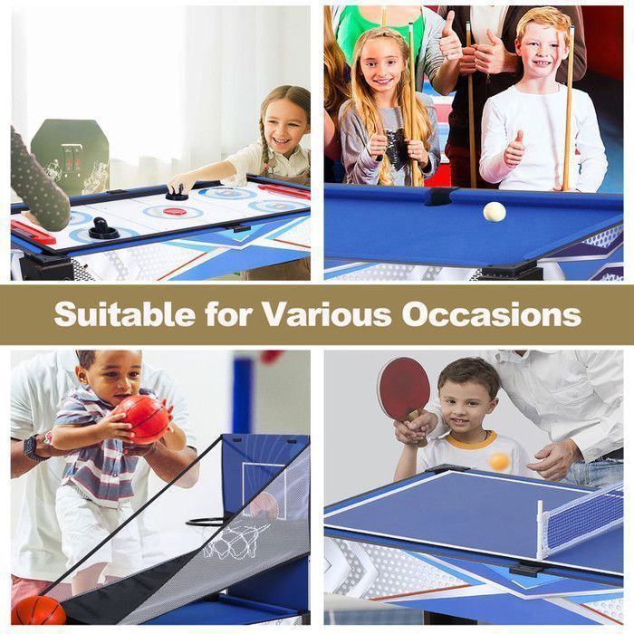5-in-1 Multi-Game Table - Snooker, Archery, Hockey, Table Tennis, Family Basketball, Interactive Parent-Child Board Games
