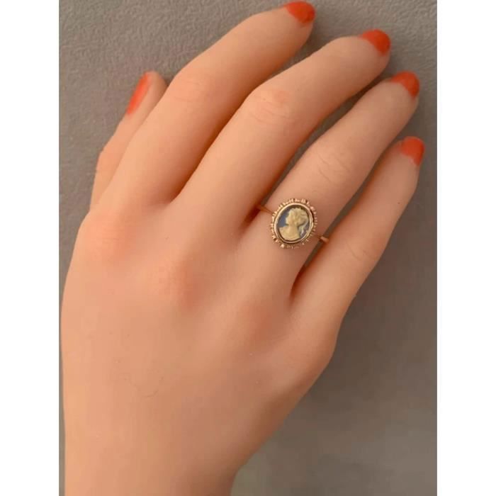 Bague Symbole Camée Bleu - BIJOUXIA - Plaqué or 18 Carats - Oxyde de zirconium