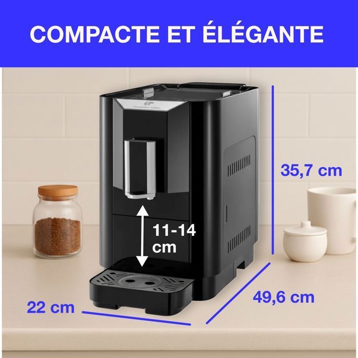 Continental Edison Espressomachine met Koffiemolen - CECFAUTOB - 19 Bar - 1450 W - Zwart