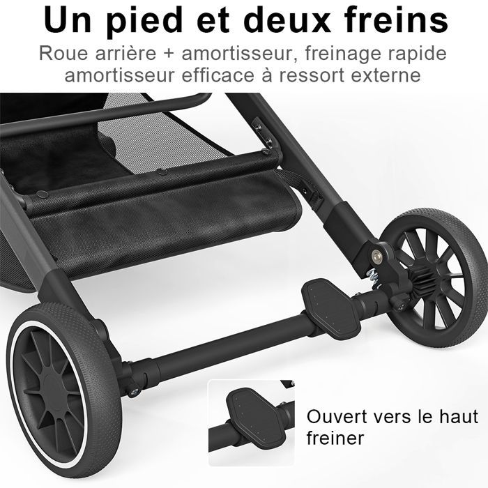 Cochecito plegable de tres piezas, silla de coche para bebé, totalmente ajustable, tejido Oxford, diseño de doble cierre, rosa, HUOLE