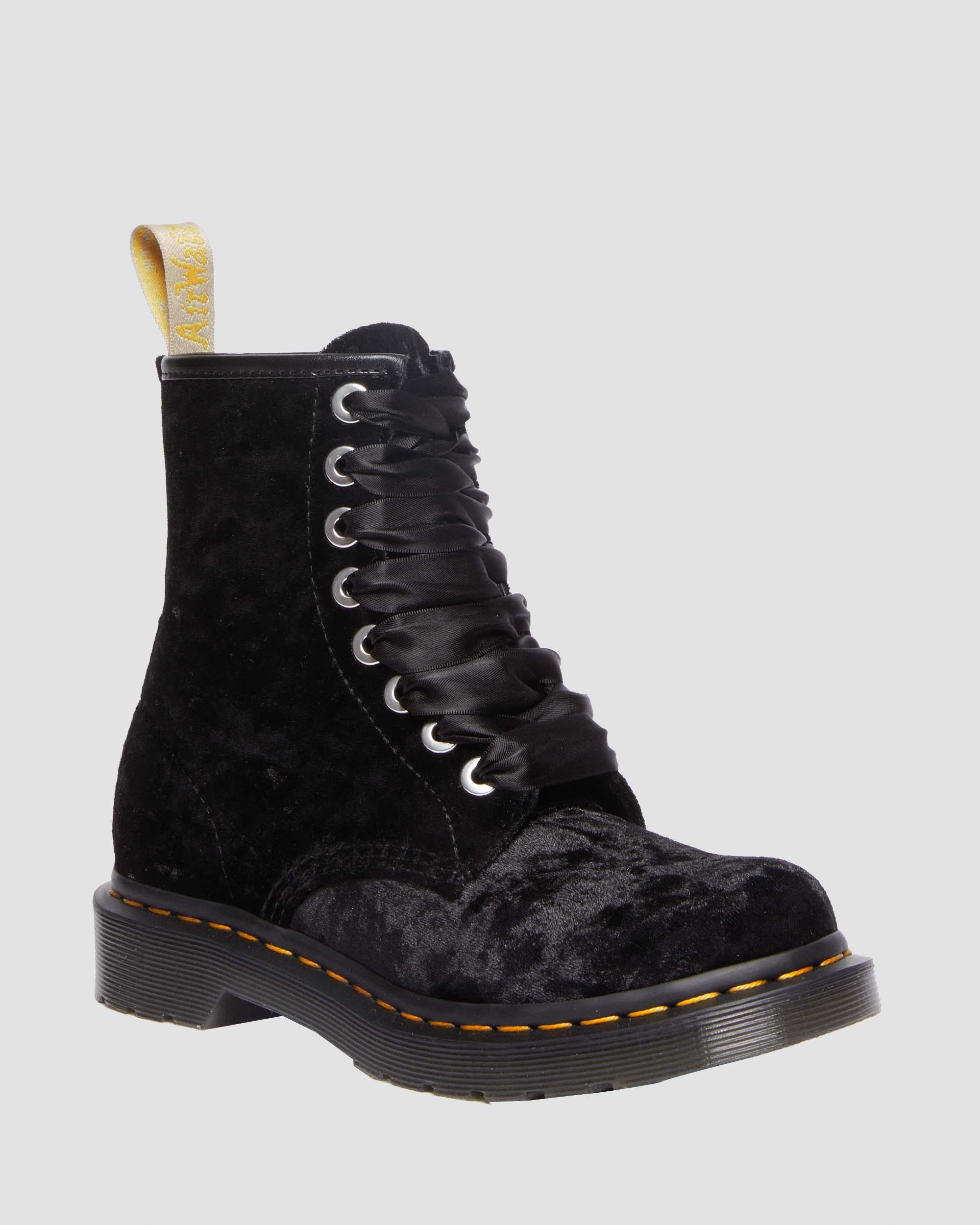 Vegan 1460 Women's Crushed Velvet Lace Up Boots