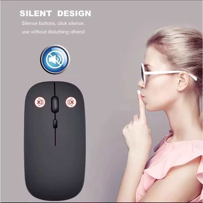 Souris Rechargeable Sans Fil Noir  Silencieuse, LED RGB, 2.4GHz, DPI Réglable, Ergonomique, pour PC/Mac/Ordinateur