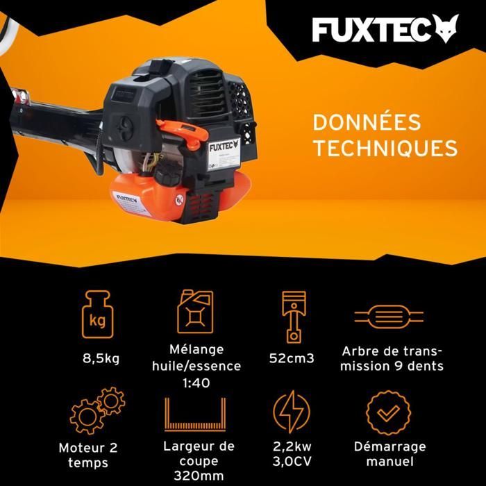 Desbrozadora profesional a gasolina - FUXTEC FX-PS152 - 52 cc, 3 CV, antivibración