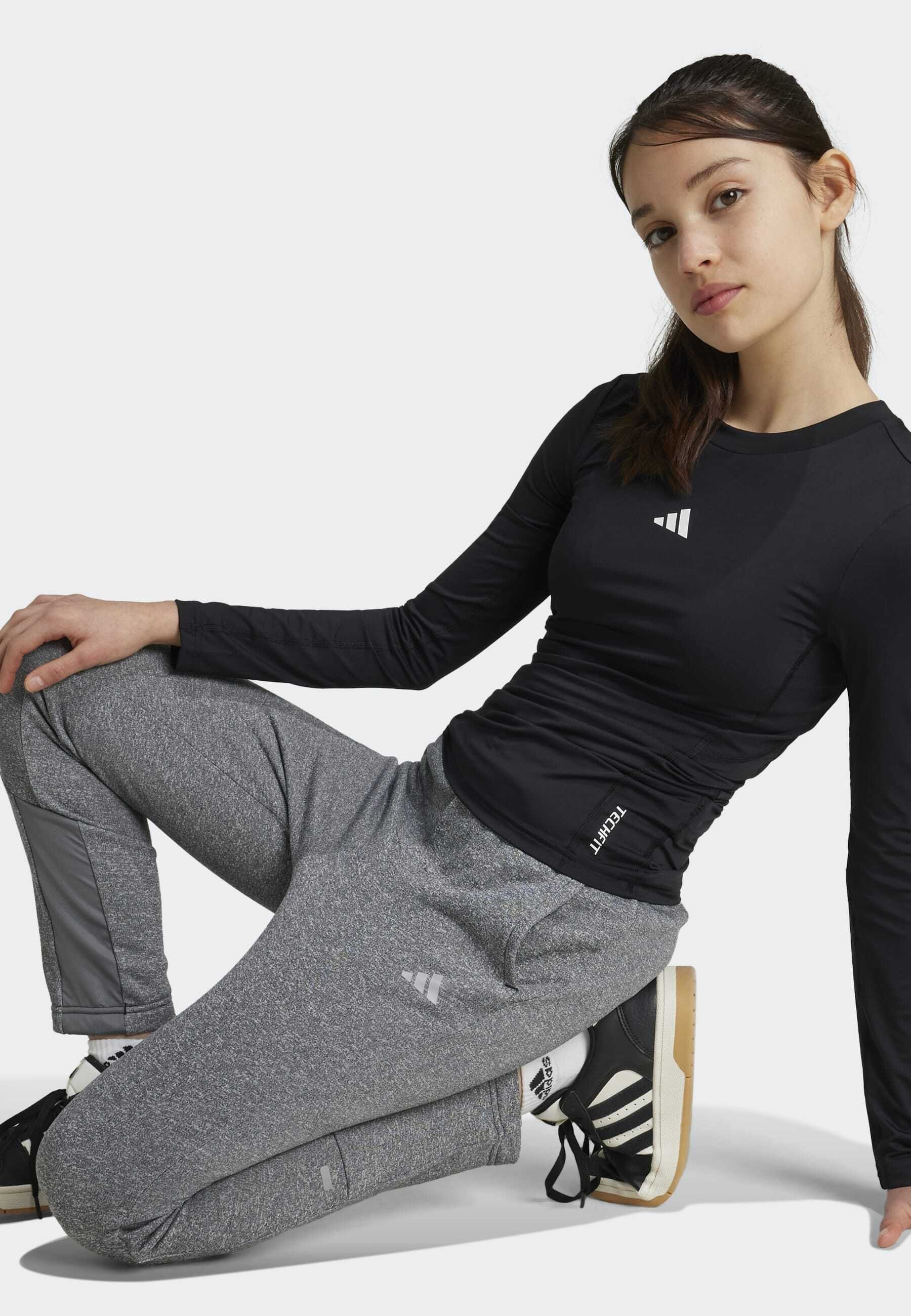 adidas Performance TECHFIT LONG SLEEVE LONG-SLEEVE KIDS - Topper langermet - black/white