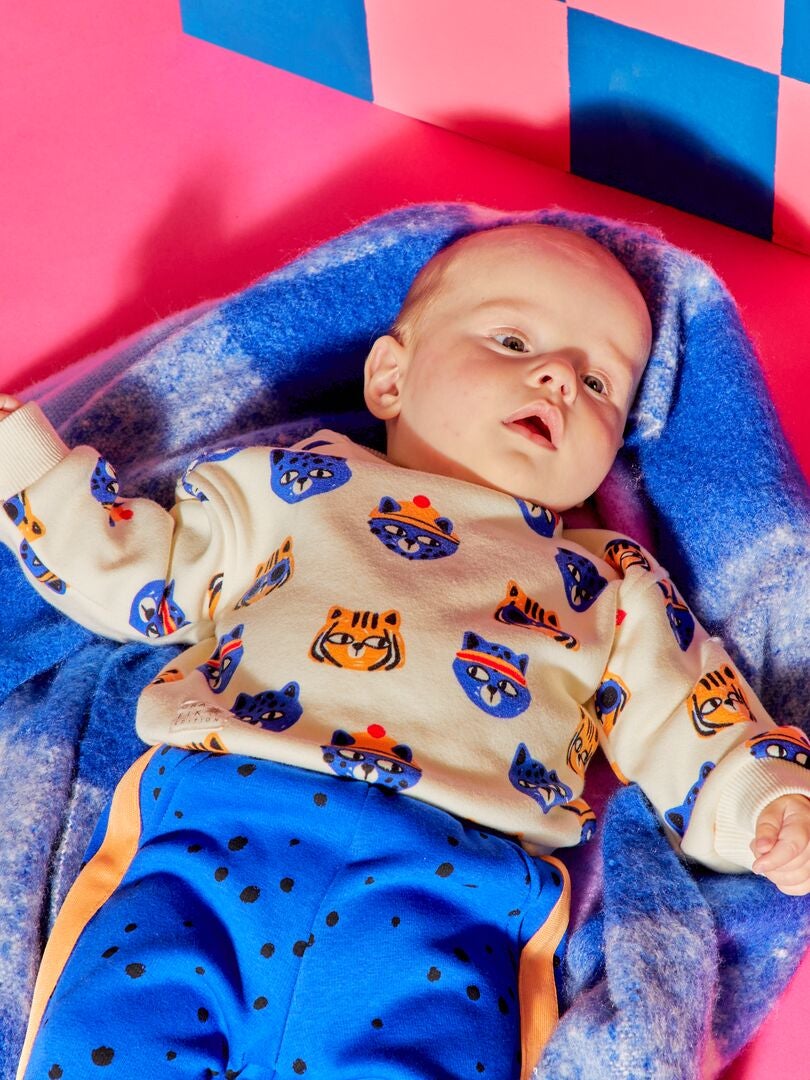 Fluwelen sweatshirt met patroon - WIT