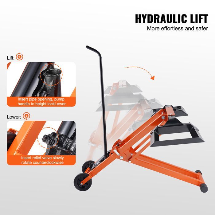 VEVOR Zitmaaierlift met groot draagvermogen 225 kg - Hydraulische krik voor zitmaaiers - Oranje
