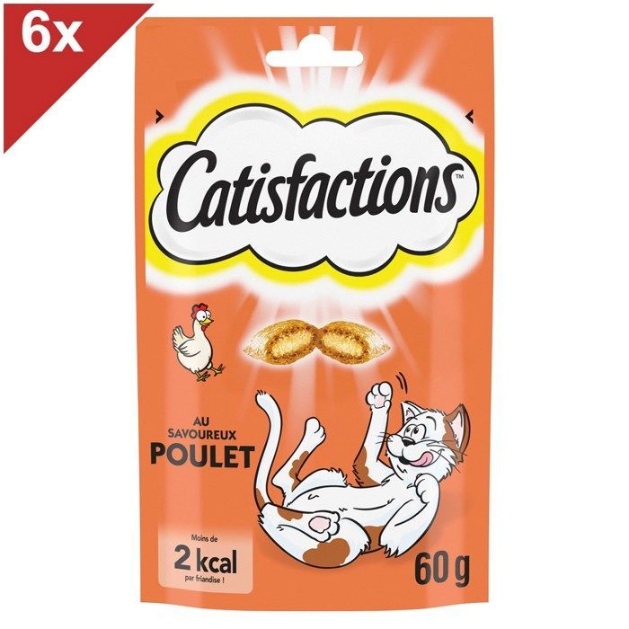 CATISFACTIONS Snack al pollo per gatti e gattini, confezione da 60 g