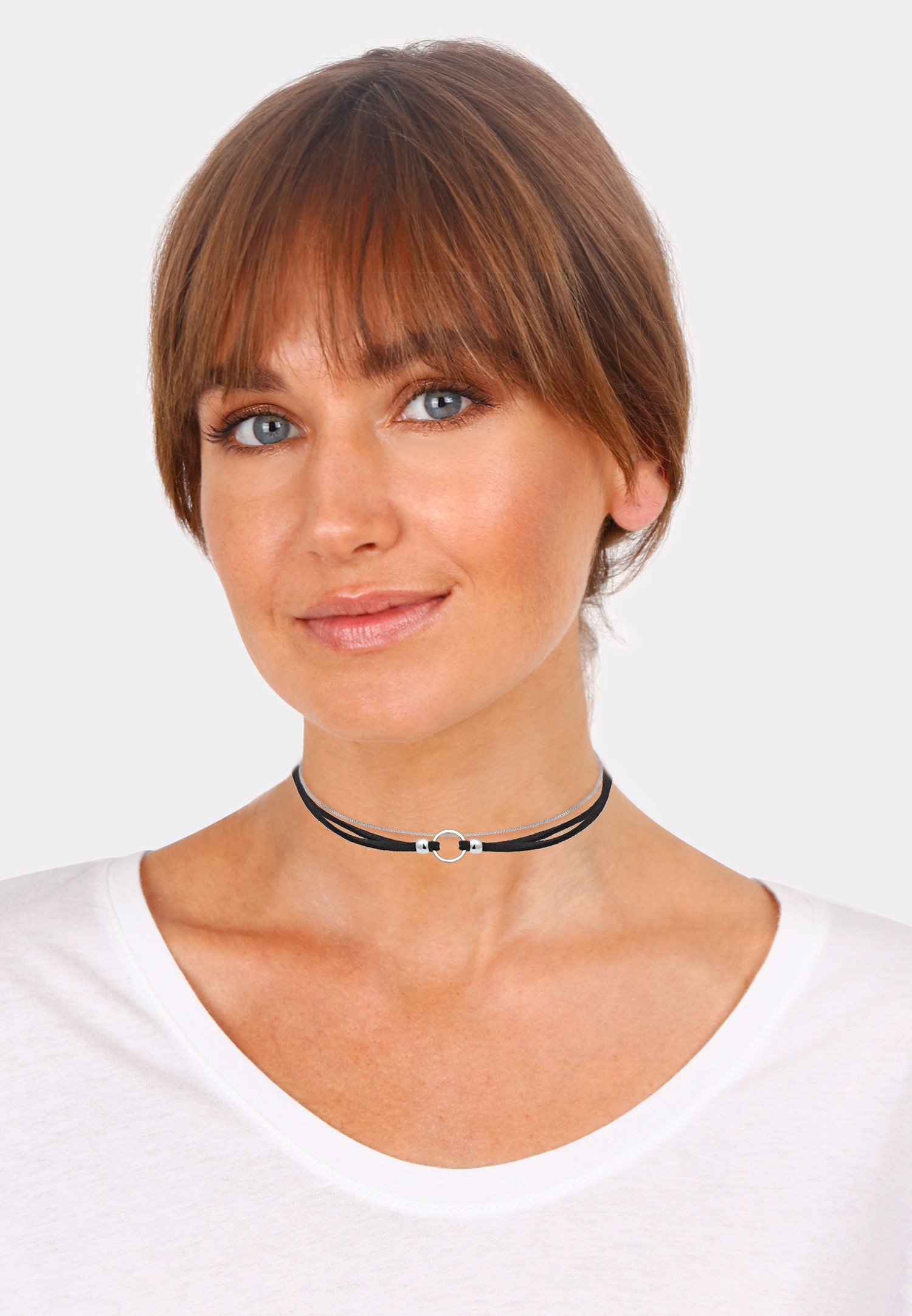 Elli Femmes choker cercle vénitien set en daim en argent sterling 925