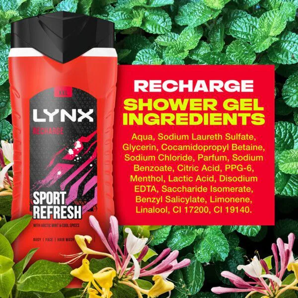Lynx Bodywash -suihkugeeli Fresh Recharge 500ml | Miesten | Superdrug