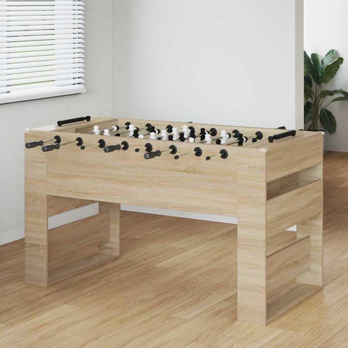 Mesa de futbolín de madera - vidaXL - Roble Sonoma - 146,5 x 74 x 85 cm - Ergonómica - Asas cómodas