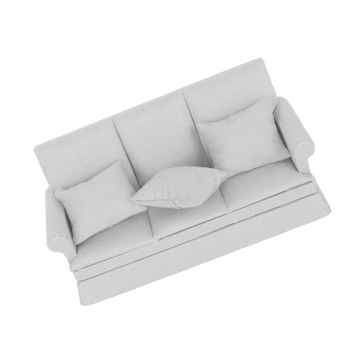 Sofá para casa de muñecas SURENHAP 1:12 Mini sofá para casa de muñecas con 3 juegos, color gris.