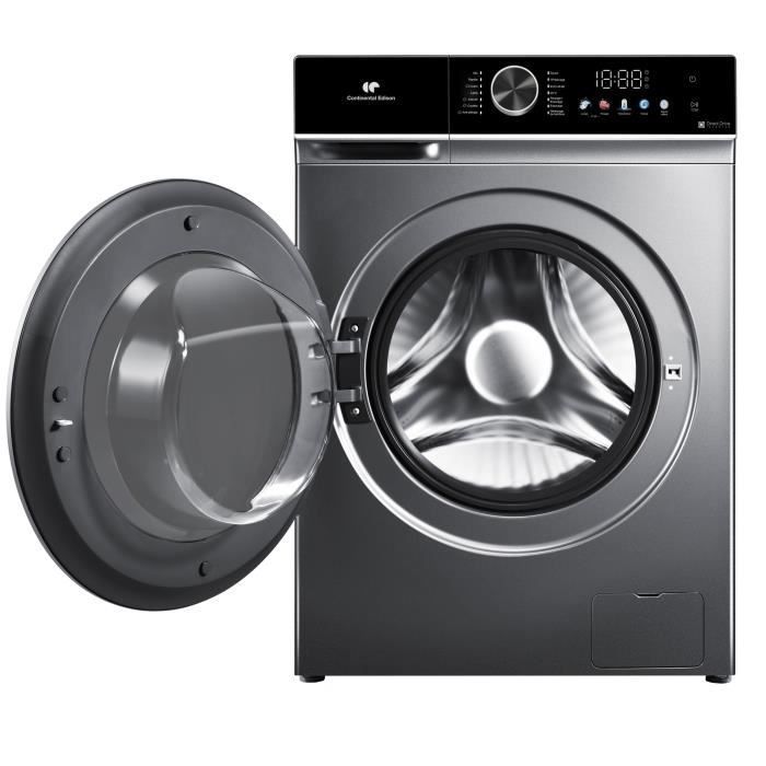 Frontlader-Waschmaschine – CONTINENTAL EDISON – CELL1012DDS1 – 10 kg – Direktinduktionsmotor ohne Riemen – 60 cm – 1200 U/min – Silber