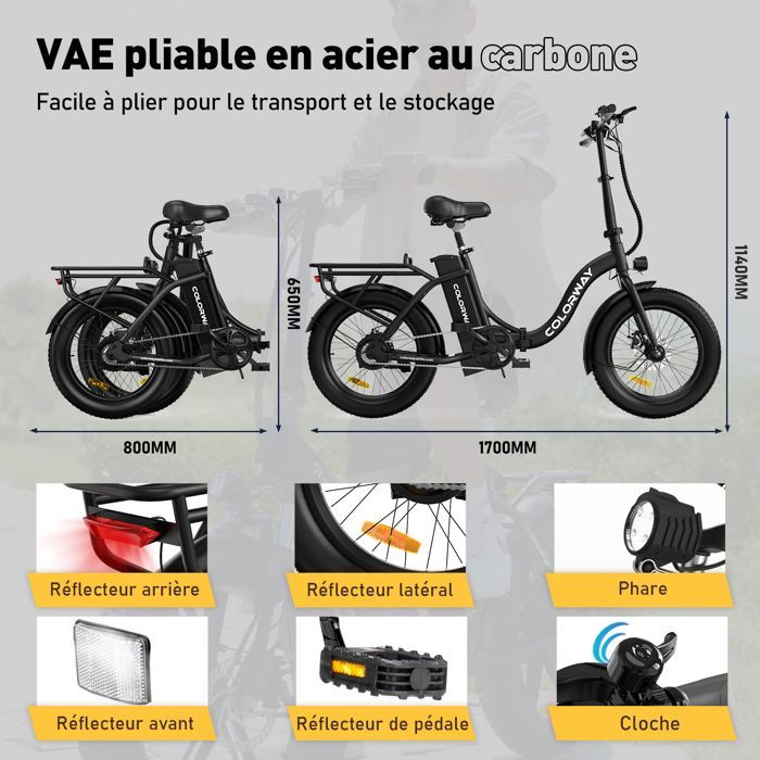 COLORWAY Vélo électrique Pliable 20