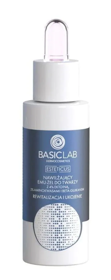 BasicLab Esteticus Nawilżający emu-żel z ektoiną 4%, aminokwasami i beta-glukanem 30 ml