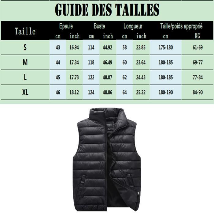 Chaqueta acolchada para hombre, chaqueta acolchada sin mangas para mujer de talla grande con cremallera, chaqueta de plumas cálida para otoño e invierno - Negro