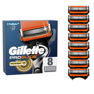 Gillette Pro Glide Power barberhøvelpåfyll, 8 enheter.
