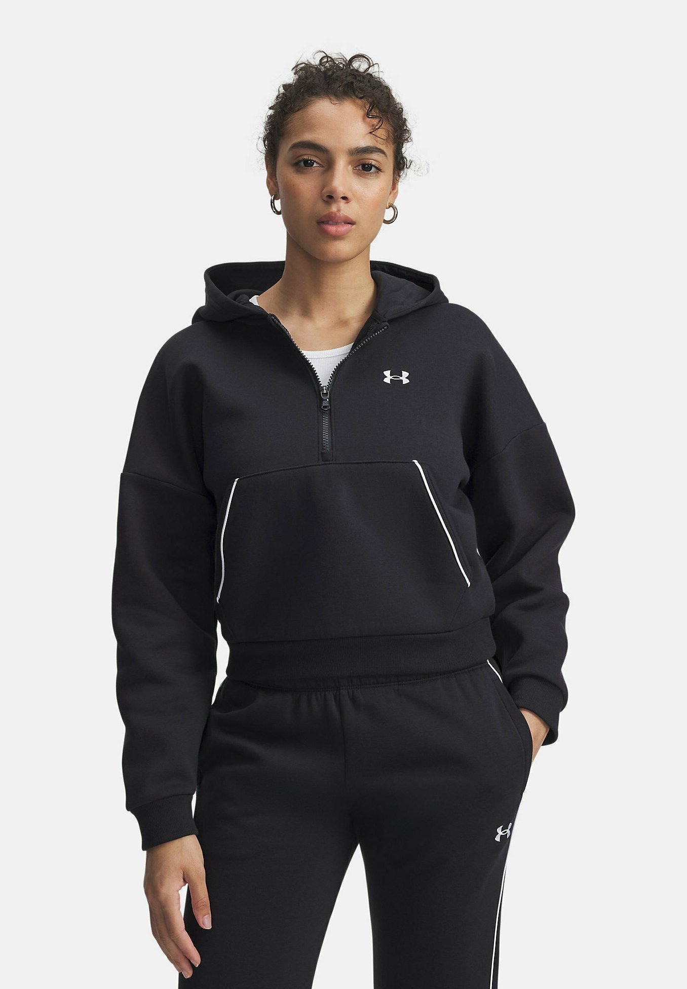 RIVAL FLEECE PIPED - Mikina s kapucí - black