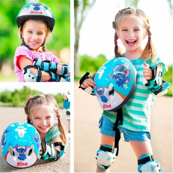 Casco deportivo - DISNEY - STITCH - Talla S - Circunferencia de la cabeza ajustable 53/56 cm - Ventilación interna y acolchado para mayor comodidad