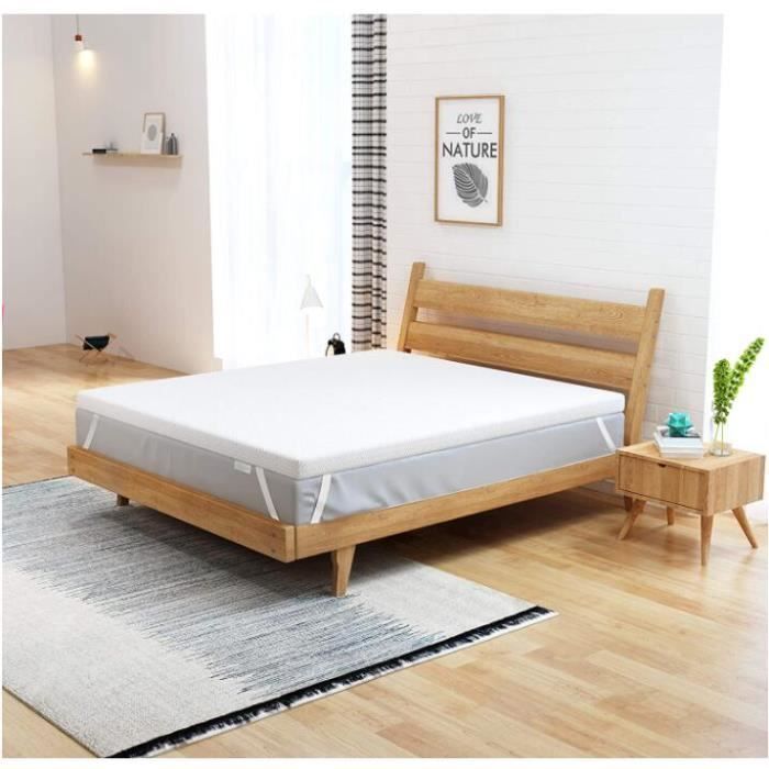 Protetor de colchão de luxo - 140 x 190 cm - Espuma viscoelástica - Capa removível - 6 cm de espessura