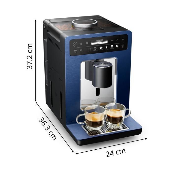KRUPS Bean-to-Cup Coffee Machine, Brushed Blue Aluminum, EVIDENCE by WILMOTTE EA89W410