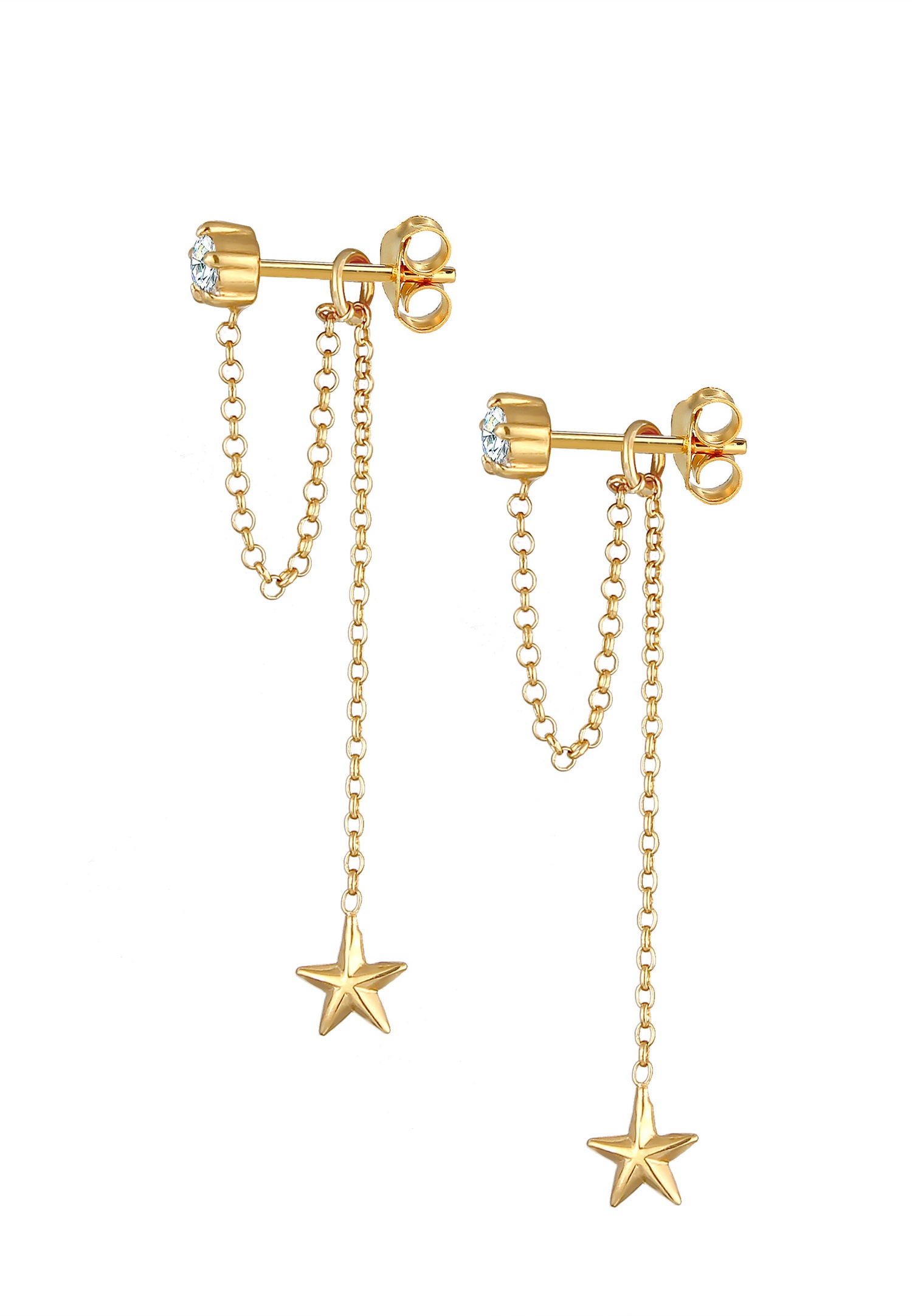 Elli Femmes clous d'oreilles étoile pendentif avec cristal en argent sterling 925