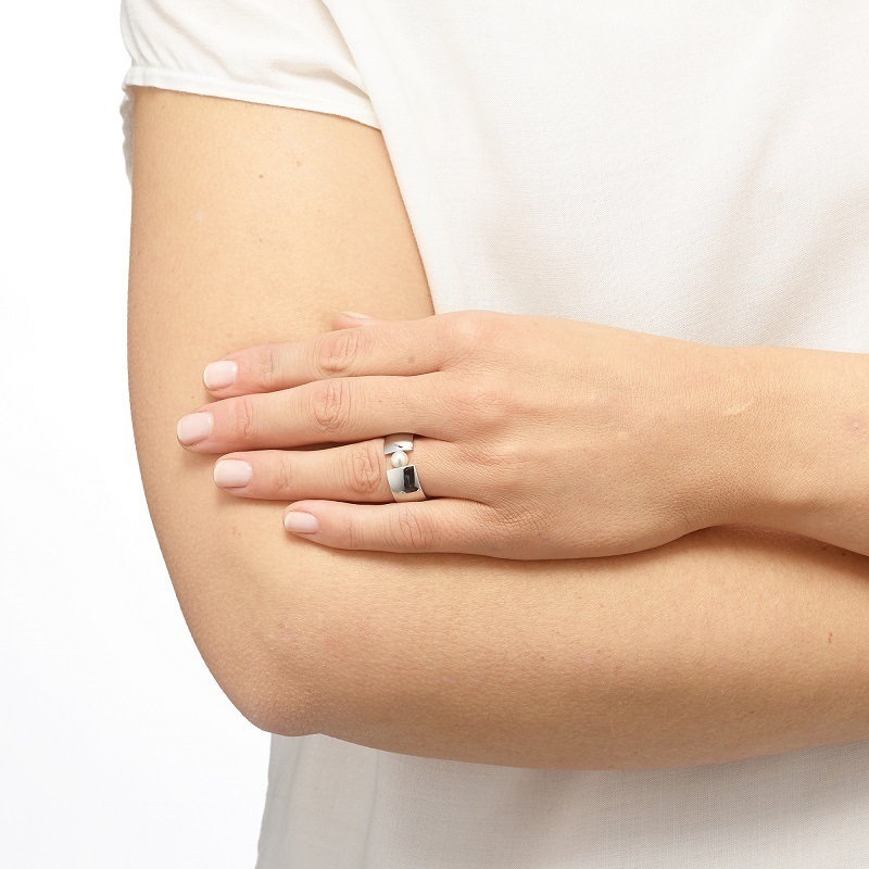Heideman Bague Globus blanc