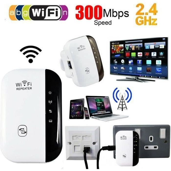 Amplificateur WiFi Repeteur Booster de signal sans fil WiFi extender 300M WLAN 802.11n-g-b QUI16314