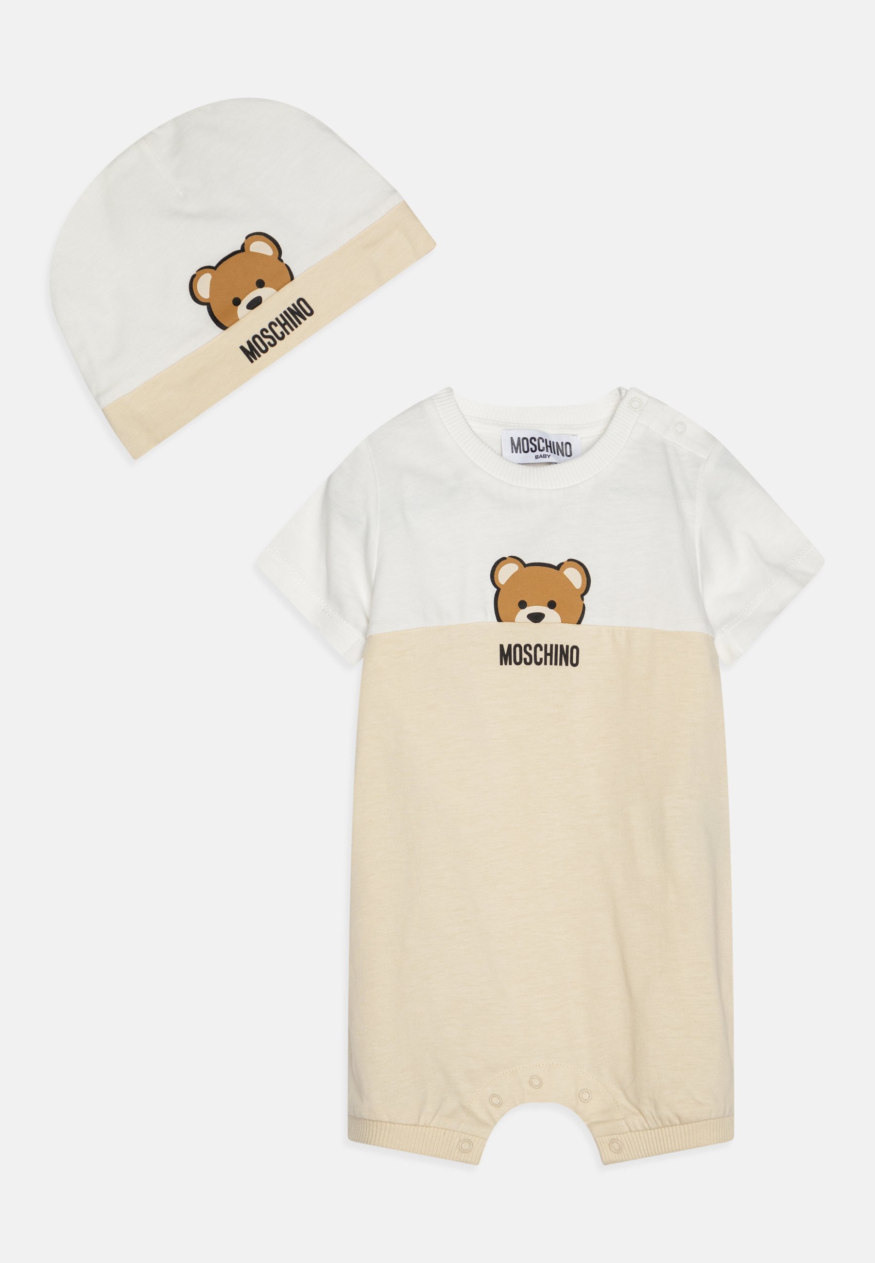 MOSCHINO COMBINAISON BONNET ET BONNET CADEAUX UNISEXES - Beige