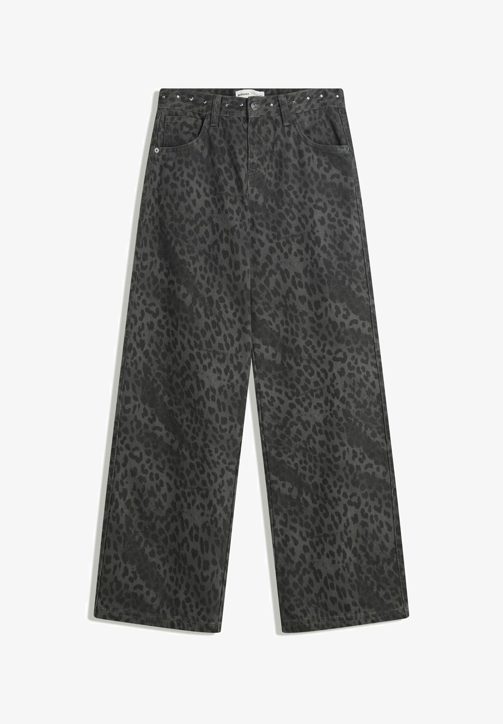 Bershka CON BORCHIE - Jeans larghi - blu grigio