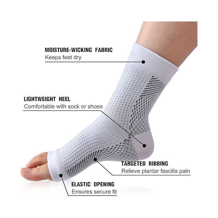 Pack of 4 pairs of compression socks for plantar fasciitis, for women and men, medical ankle support - XXL