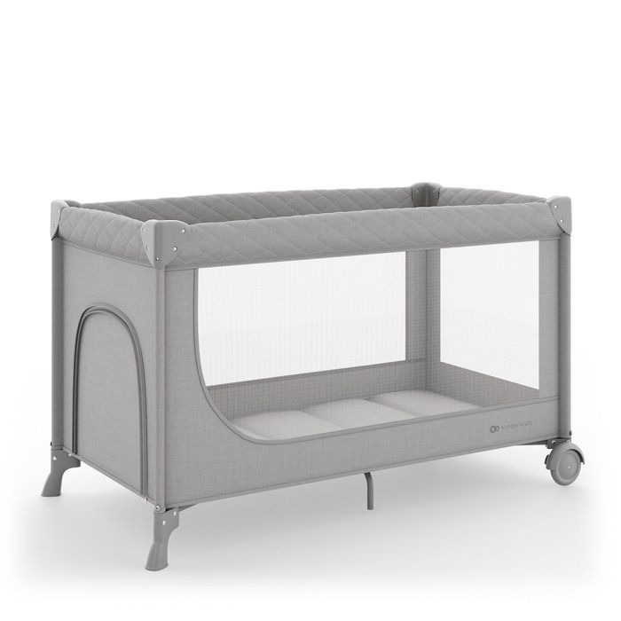 Kinderkraft LEODY UP πτυσσόμενο παρκοκρέβατο με στρώμα, 114x60 cm, στάβλος, γκρι