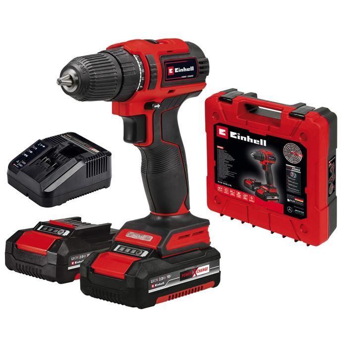 Einhell Perceuse Visseuse sans fil TE-CD 18/40 Li BL Kit PXC (18V) Livré avec 2 Batteries 2,0Ah et un Chargeur