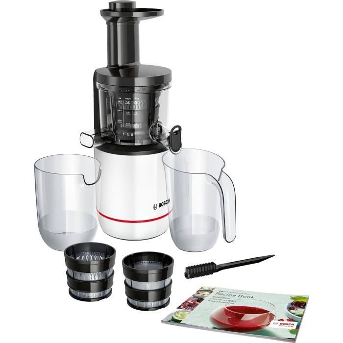 Licuadora BOSCH MESM500W VitaExtract - Blanco/Cromo - 150 W - 1 Velocidad + Retroceso - Sistema de seguridad en la tapa